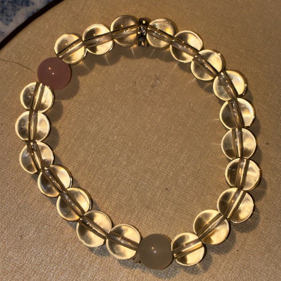 Jewelry - Elegant Gold and Pink Beaded Bracelet